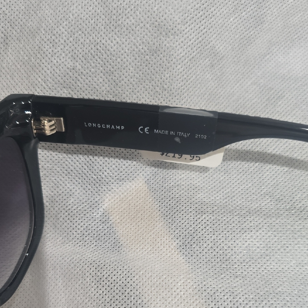 Longchamp Black and Brown Wayfarer Sunglasses NWT - Picture 3 of 4